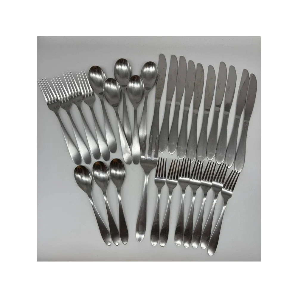 Cambridge Apex Flatware 30pc Silver Stainless Steel Modern Satin Brushed